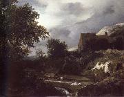Jacob van Ruisdael Bleaching Ground in a hollow by a cottage oil painting